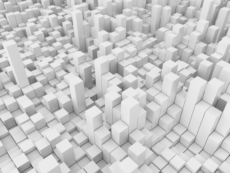 Gratis Foto 3d abstracte achtergrond met witte extruderen kubussen