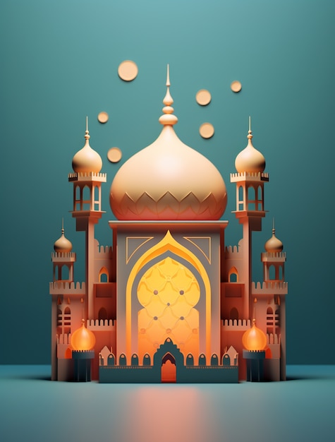 Gratis foto 3d-afbeelding van een arabisch paleis voor de islamitische ramadanviering