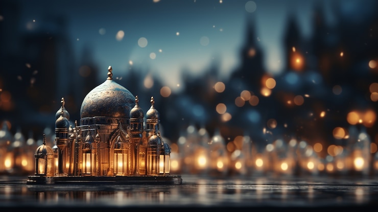 Gratis Foto 3d arabische lantaarns voor islamitische ramadan viering