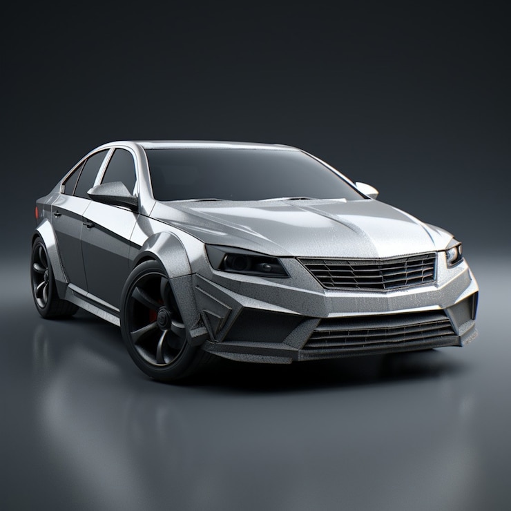 Gratis Foto 3d-auto met eenvoudige achtergrond