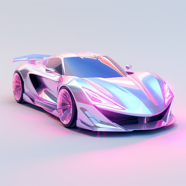 Gratis foto 3d-auto met eenvoudige achtergrond