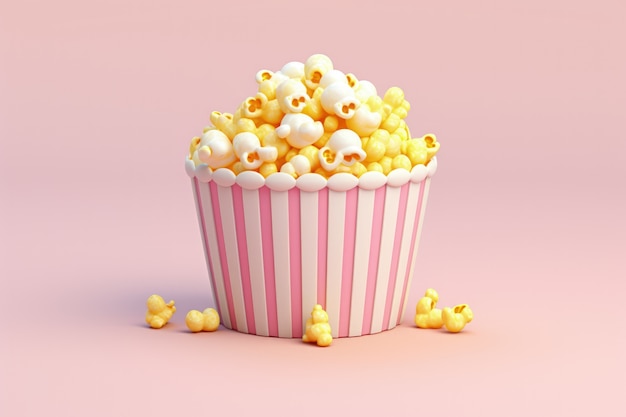 Gratis foto 3d-bioscoop met popcornbeker