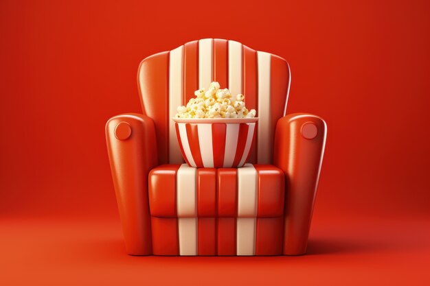 3D bioscoopstoelen met popcorn