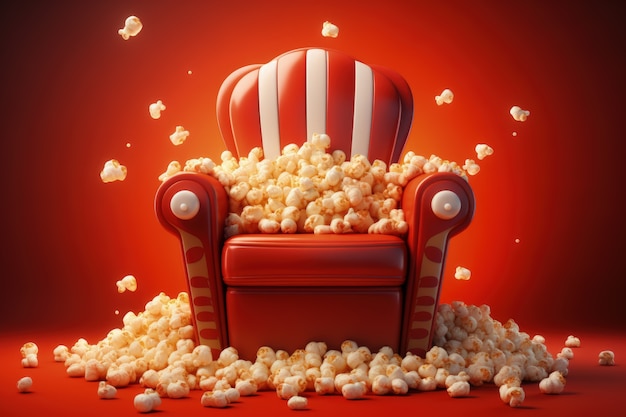 Gratis foto 3d bioscoopstoelen met popcorn