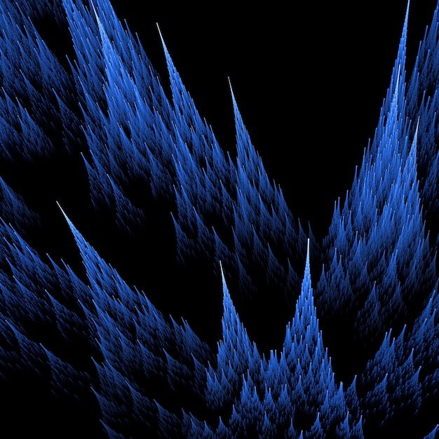 Gratis foto 3d blauwe fractal met spitse vormen
