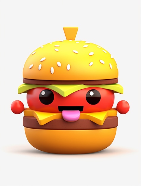 Gratis foto 3d-burger met stripfiguurkenmerken