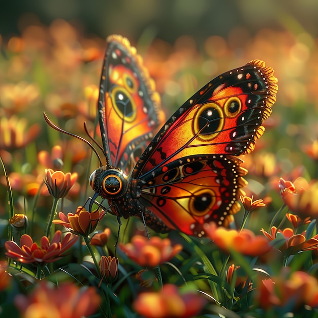 3d cartoon geanimeerde vlinder