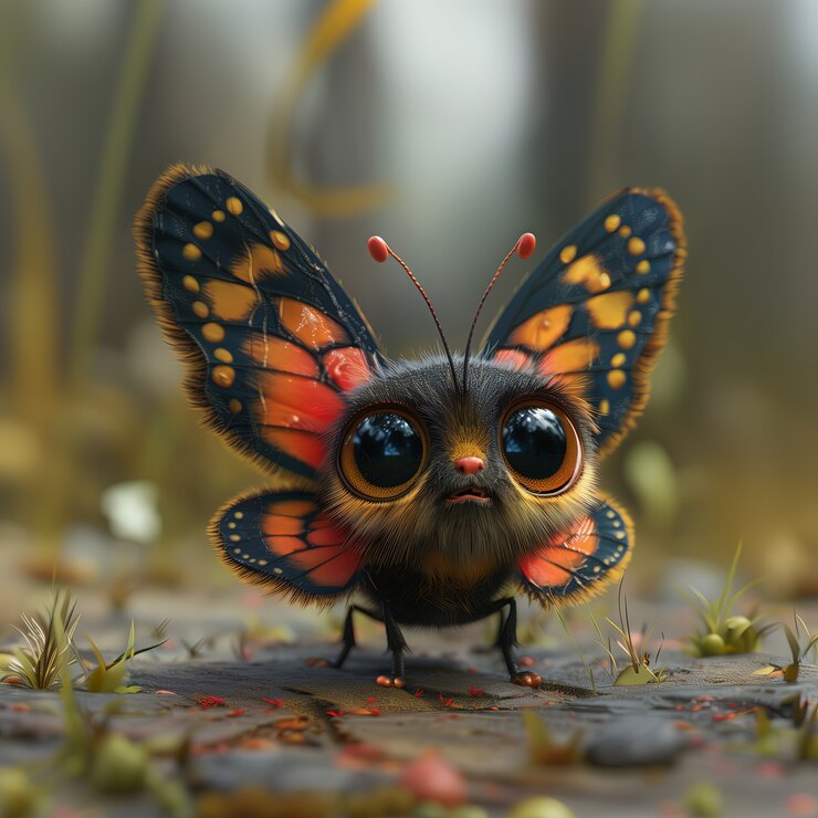 Gratis Foto 3d cartoon geanimeerde vlinder
