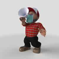 Gratis foto 3d cartoon houthakker karakter