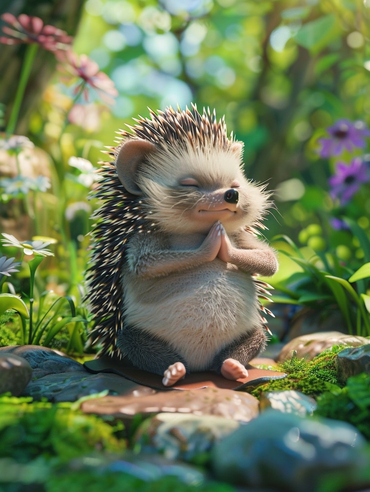 Gratis Foto 3d cartoon personage die yoga beoefent