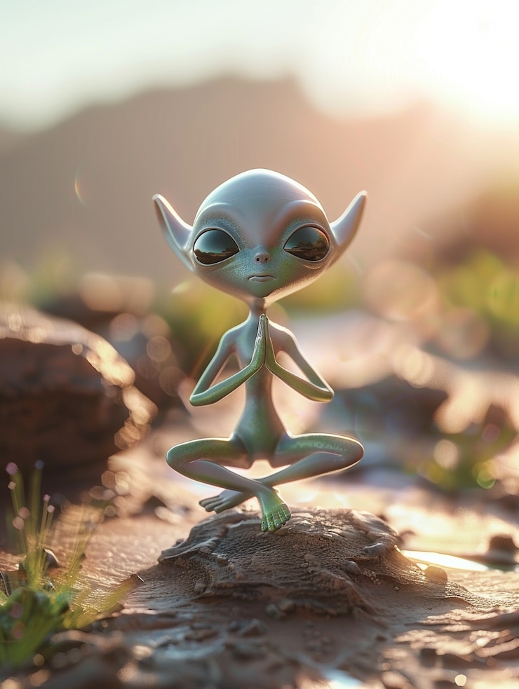 Gratis Foto 3d cartoon personage die yoga beoefent