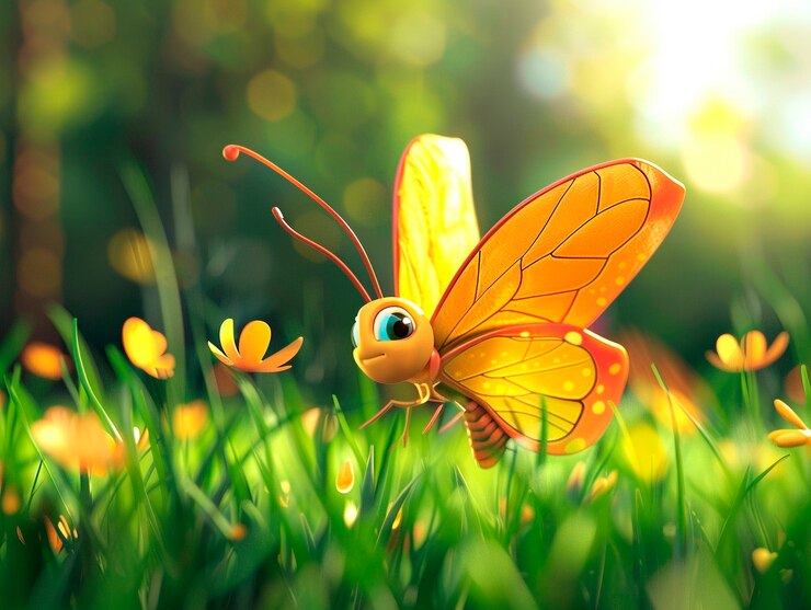 Gratis Foto 3d cartoon vlinder illustratie