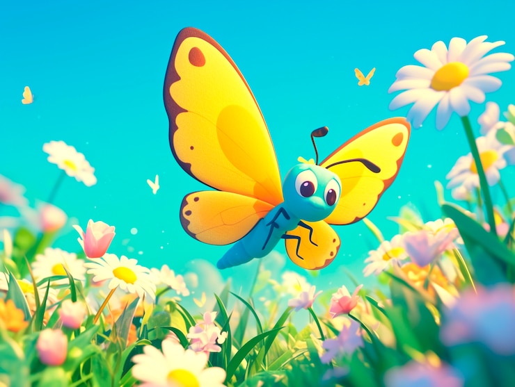 Gratis Foto 3d cartoon vlinder illustratie