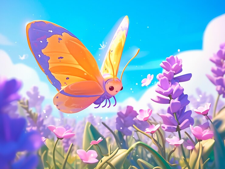 Gratis Foto 3d cartoon vlinder illustratie