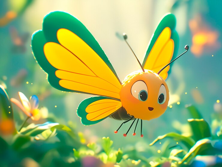 Gratis Foto 3d cartoon vlinder illustratie