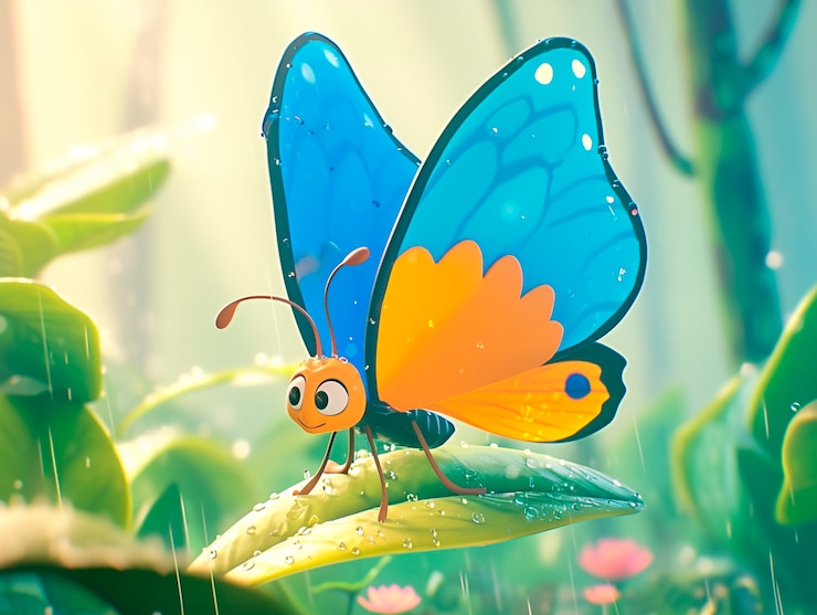 Gratis Foto 3d cartoon vlinder illustratie