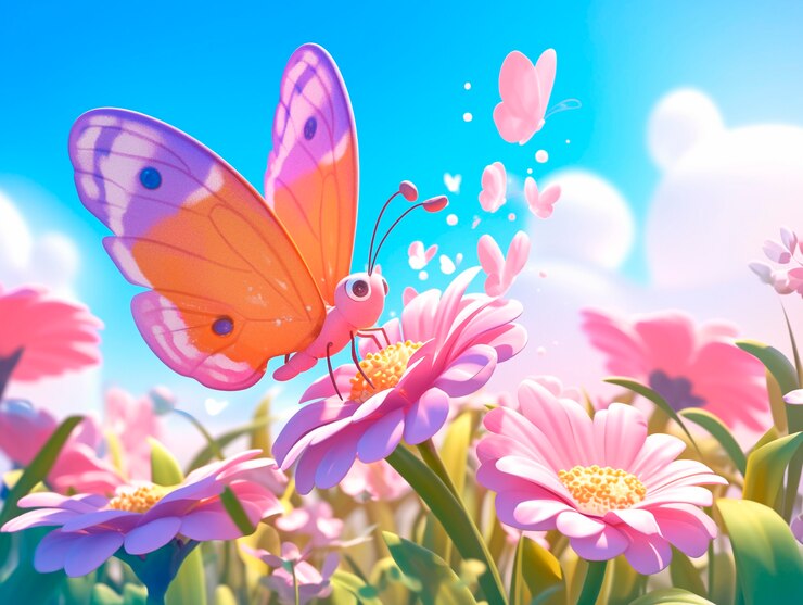 Gratis Foto 3d cartoon vlinder illustratie