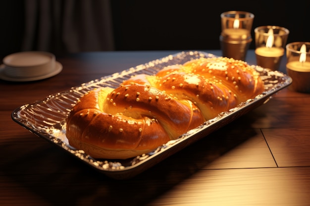 Gratis foto 3d challah schotel voor hanukkah