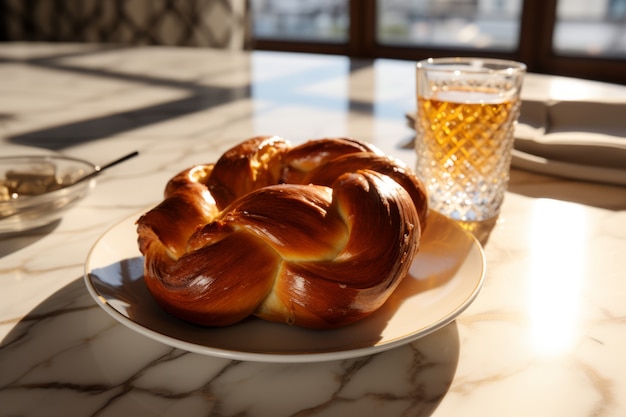 Gratis foto 3d challah schotel voor hanukkah