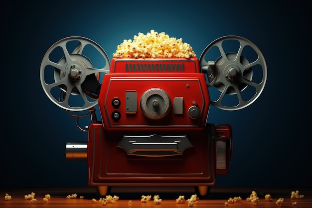 3D-cinemaprojector met popcorn