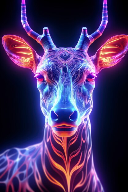 3D dierlijke vorm gloeiende met heldere holografische kleuren