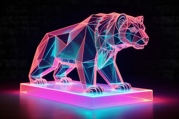 Gratis foto 3d dierlijke vorm gloeiende met heldere holografische kleuren