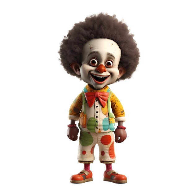 Gratis foto 3d digitale weergave van een cartoon clown geïsoleerd op witte achtergrond