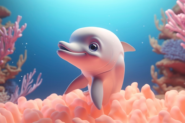 Gratis foto 3d-dolfijn in de oceaan