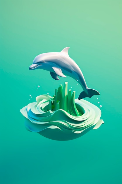 3D-dolfijn met levendige kleuren