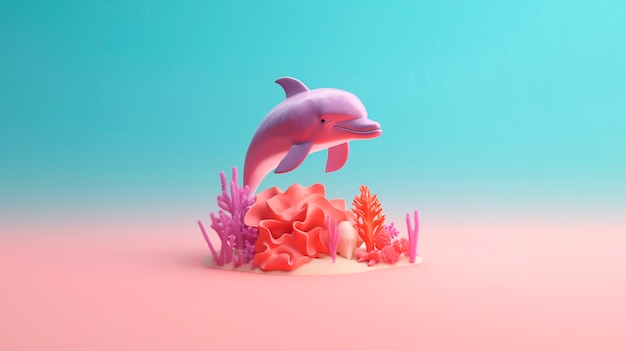 Gratis foto 3d-dolfijn met levendige kleuren