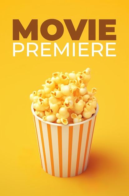 Gratis foto 3d-filmpremière met popcornbeker