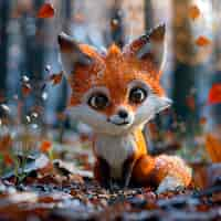 Gratis foto 3d fox cartoon illustratie