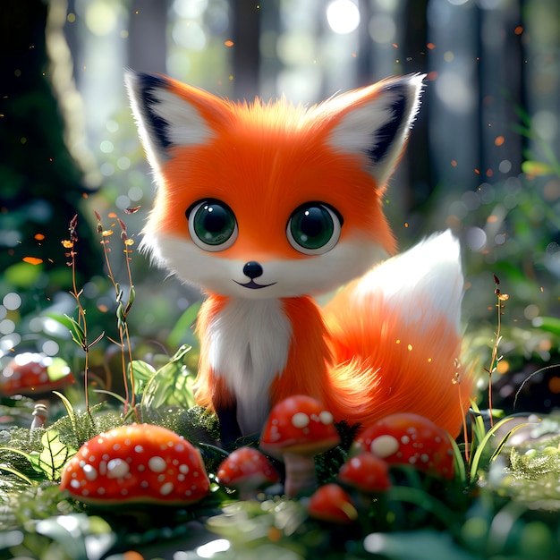 Gratis foto 3d fox cartoon illustratie