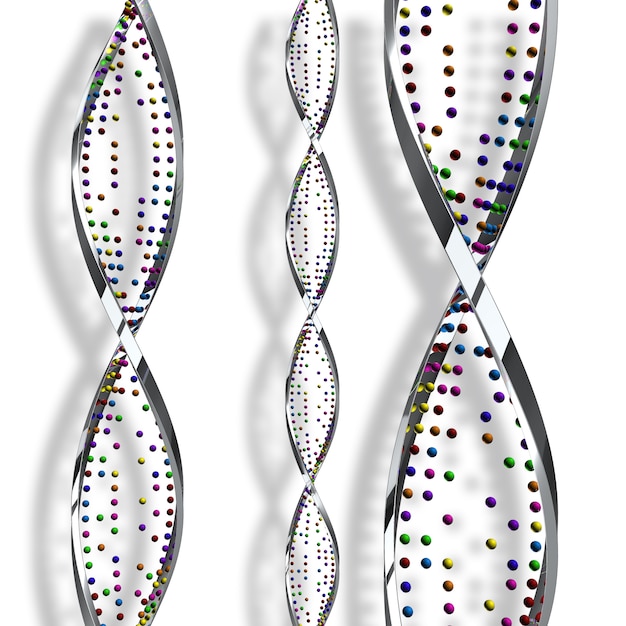 3d geef van dna-bundels op een witte achtergrond terug