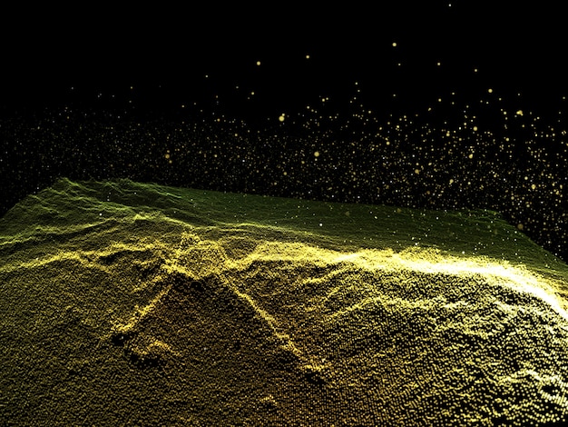 3d geef van een abstract landschap met futuristisch deeltjesontwerp terug