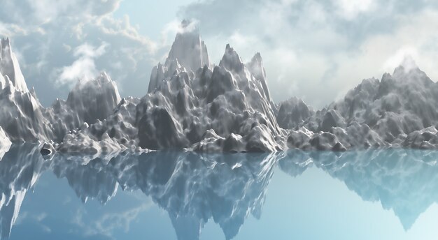 3D geef van een bergketen van ijs