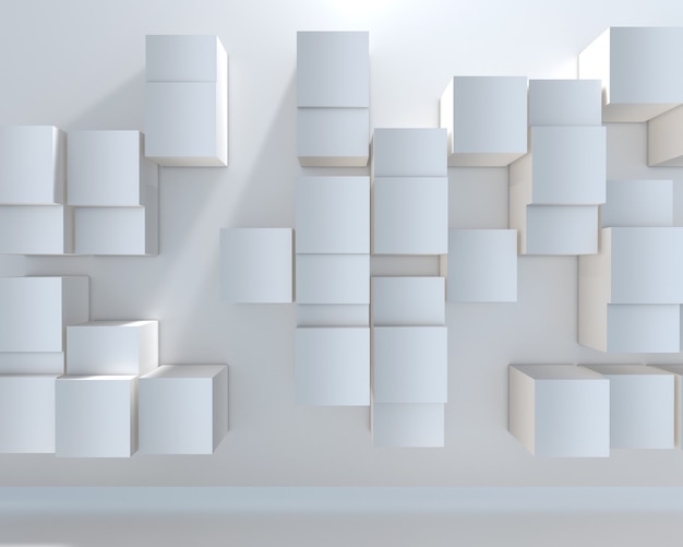 3D geef van een samenvatting met een muur van het uitdrijven van kubussen terug
