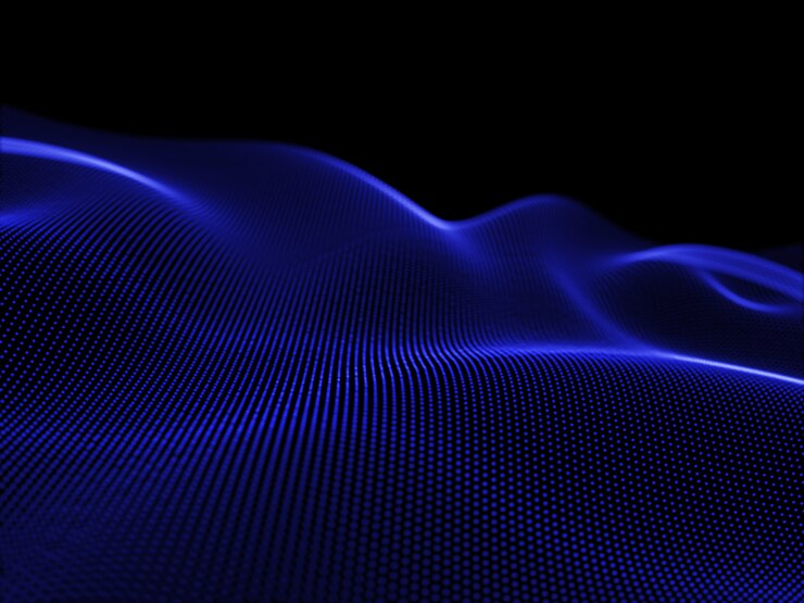 Gratis Foto 3d geef van stromende deeltjes terug die tot een abstract landschap, moderne technologie leiden