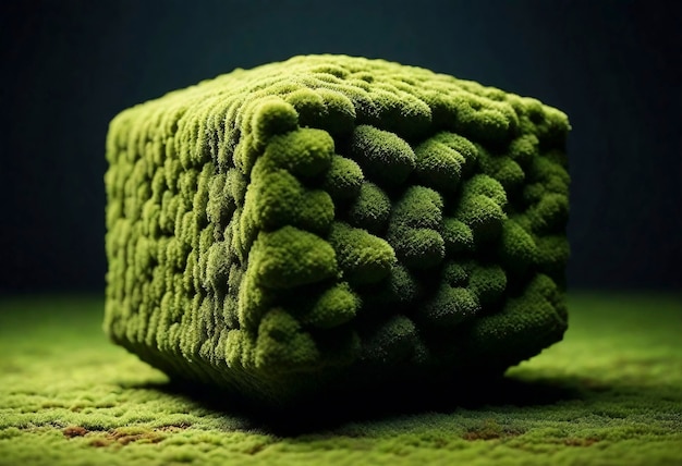 3d groen mos op abstracte vorm