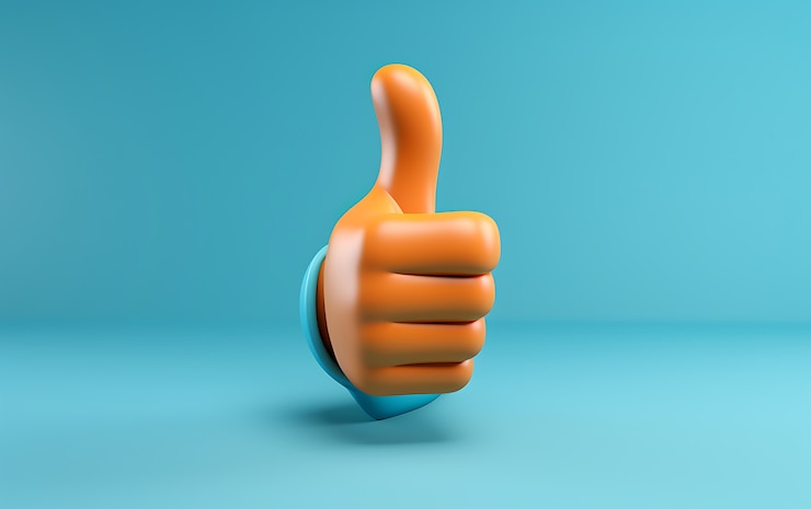 Gratis Foto 3d hand toont duimen omhoog gebaar