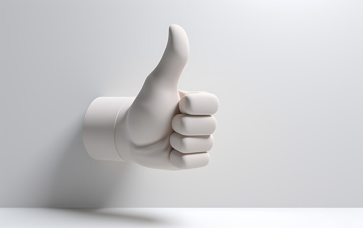 Gratis Foto 3d hand toont duimen omhoog gebaar