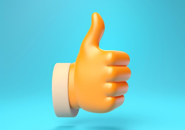 Gratis Foto 3d hand toont duimen omhoog gebaar