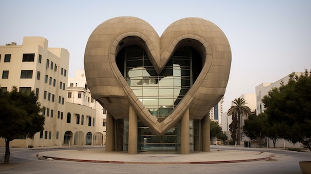 Gratis foto 3d hartvorm ingebouwd in stadsarchitectuur
