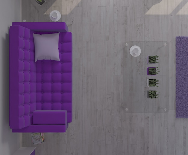 3D-hedendaagse woonkamer Interieur en moderne meubels