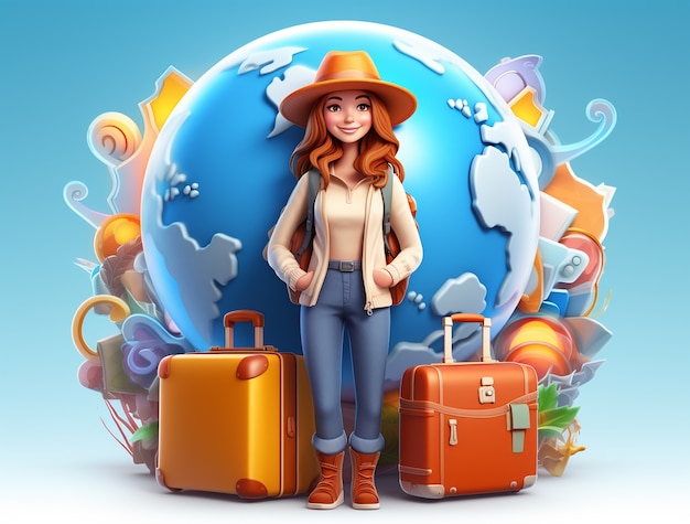 Gratis foto 3d-icoon voor reizen en vakantie