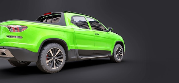 3d illustratie van de groene pick-up van de conceptenlading op grijze geïsoleerde achtergrond. 3d-rendering.