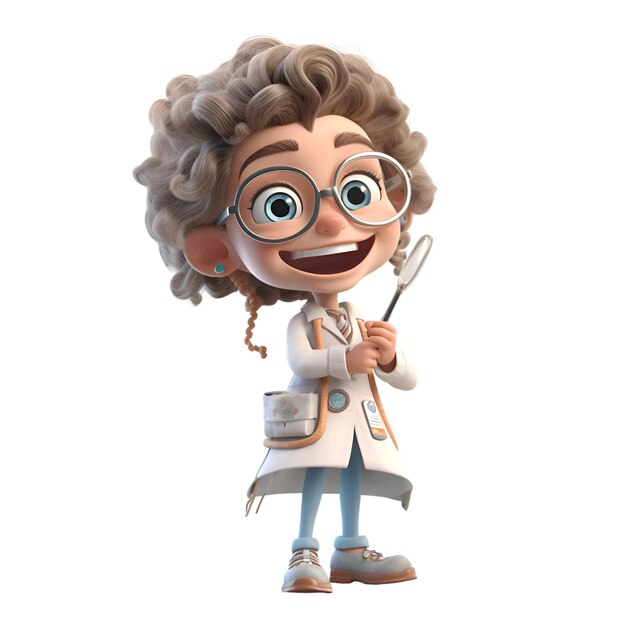 3D-illustratie van een cartoon personage met een stethoscoop