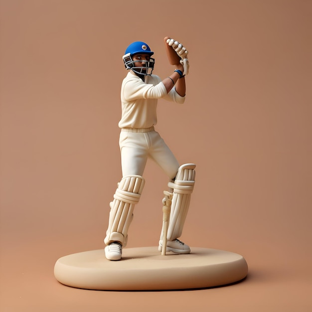 Gratis foto 3d illustratie van een cricketspeler die een helm draagt en cricket speelt