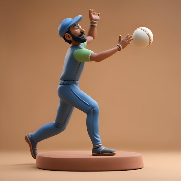 Gratis foto 3d illustratie van een stripfiguur die honkbal speelt 3d-rendering