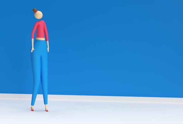3D illustratie van staande vrouw, 3D Render Design.